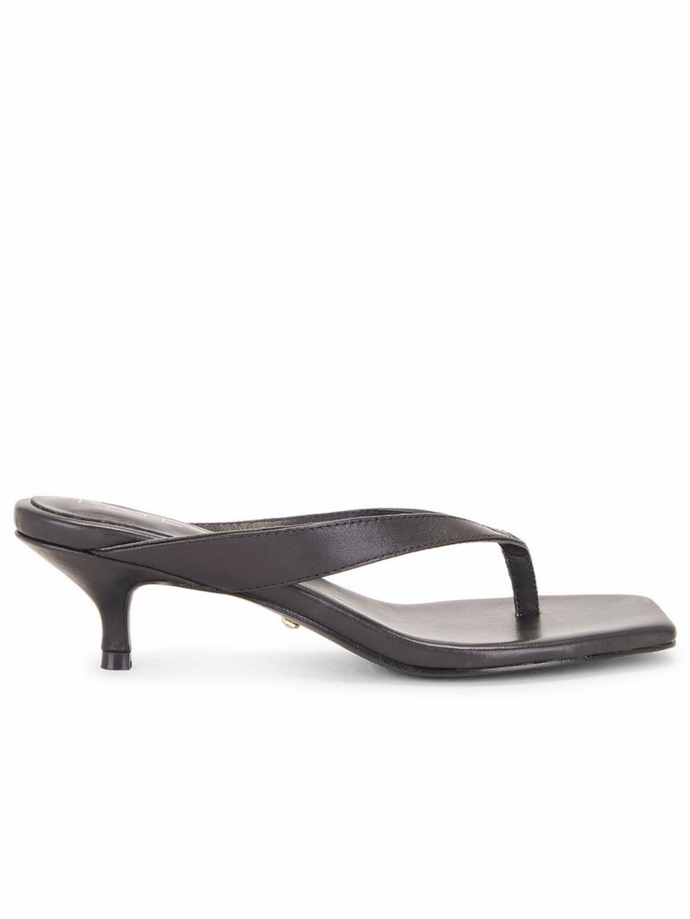 RAYE Revolve Perla Black Leather Kitten Heel Slip On Square Toe Sandals Size 9